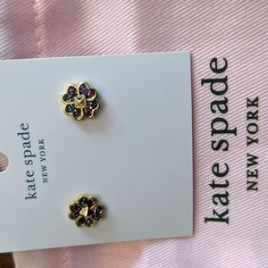 Kate Spade Glitter and Gold Flower Earrings + Dust Bag Net❤